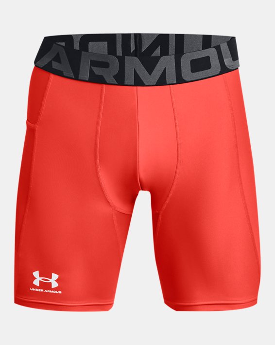 Men's HeatGear® Armour Compression Shorts, Orange, pdpMainDesktop image number 4